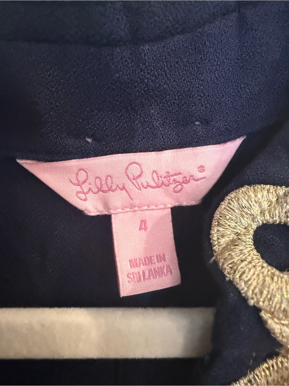 Lilly Pulitzer Jane Shift Dress-Navy and Gold Trim - Picture 4 of 10